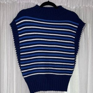 THML Navy and White Striped Knit Sweater